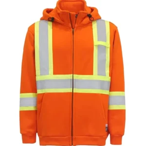 Flame Retardant Arc Flash Protective Jacket 14oz Thick Cotton High Visibility Waterproof Oil Resistant Fitting Hoodie
