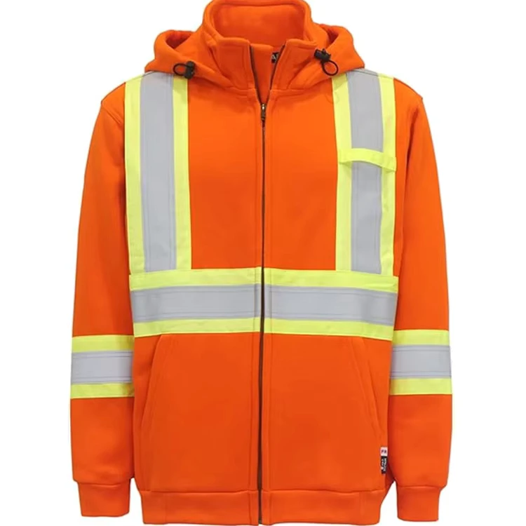 Flame Retardant Arc Flash Protective Jacket 14oz Thick Cotton High Visibility Waterproof Oil Resistant Fitting Hoodie