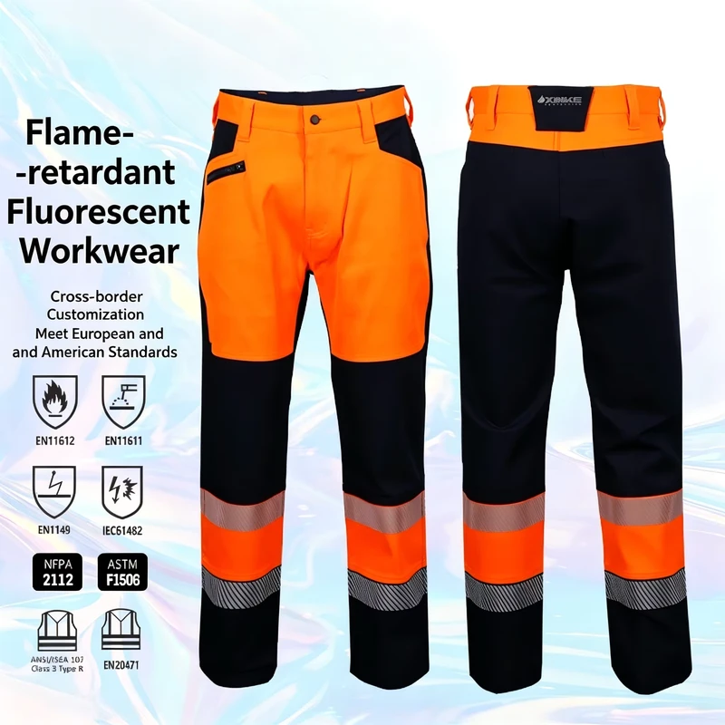 Flame Retardant Arc Resistant Workwear Pants High Brightness Orange Reflective Cross Border Export Custom Production