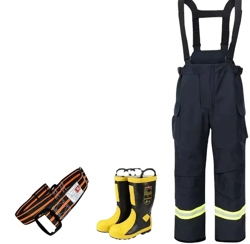 Flame-Retardant Firefighter Suit Jacket Pants Helmet Boots