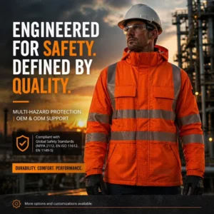 Flame Retardant Waterproof Breathable Hi Vis Reflective Jacket Anti static Stain Repellent FR Winter Coat for Oil & Gas Refinery