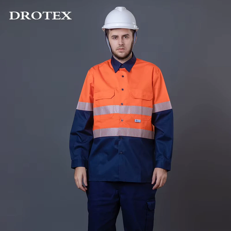 Flame Retardant Work Clothes Cotton Safety Clothing Safety Workwear Mens Work Shirts