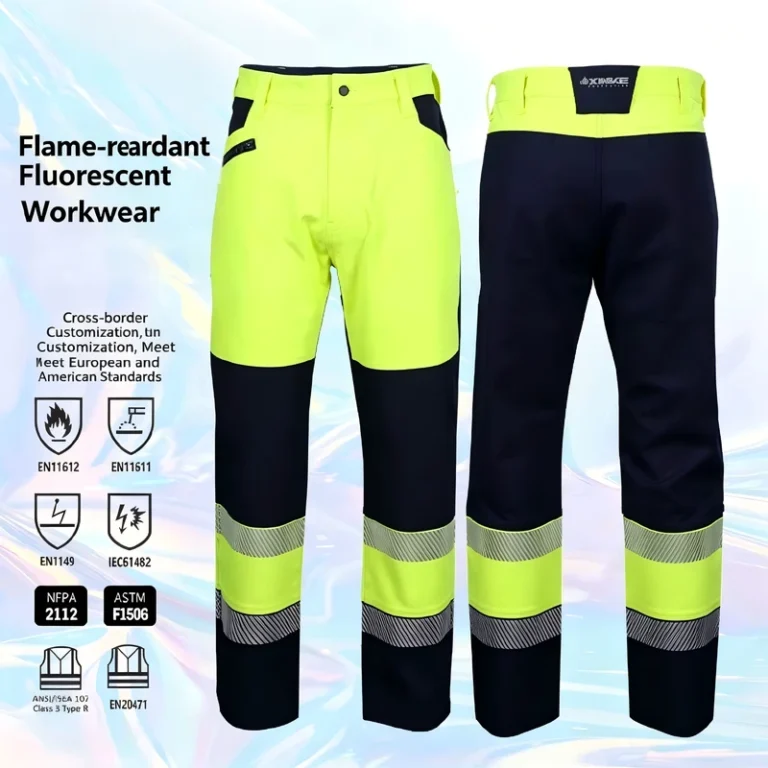 Flame-Retardant-and-Arc-Resistant-Work-Clothes-High-Gloss-Yellow-Reflective-Pants-Customized-Flame-Retardant-Clothing