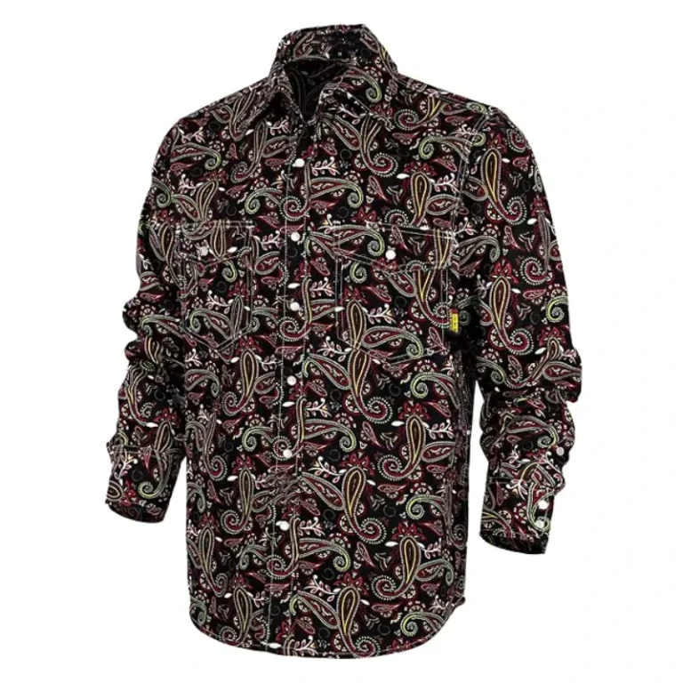Flame-retardant-Printed-Plaid-Shirt-with-Pearl-Buttons-Conforming-to-NFPA-2112-for-Electricians-and-Welders