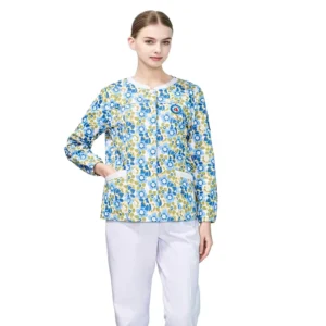 Floral Cotton Polyester Medical Scrubs