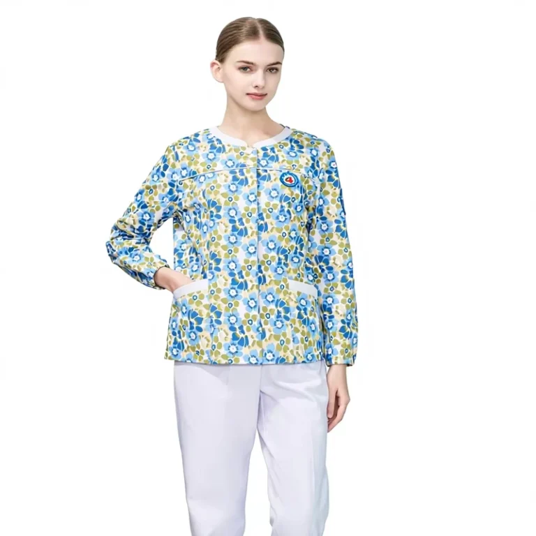Floral-Cotton-Polyester-Medical-Scrubs