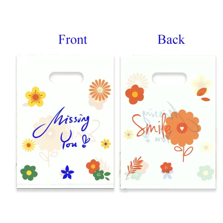 Floral-Plastic-Gift-Bags-with-Handles-Missing-You-and-Smile-Design