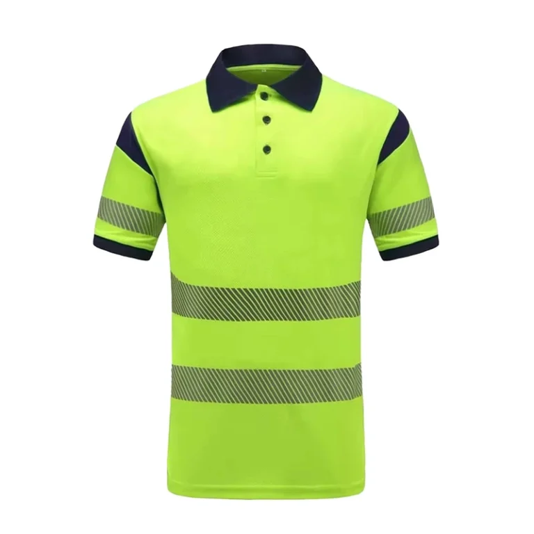 Fluorescent-Green-Hi-Vis-Segment-Reflective-Tape-Safety-Polo-Shirt-Quick-Dry-for-Construction-Road-Workers-Custom-Logo