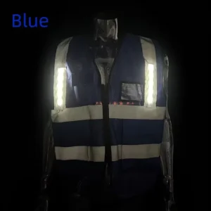 Fluorescent Green LED Safety Vest with USB Charging and High-Visibility Reflective Mesh