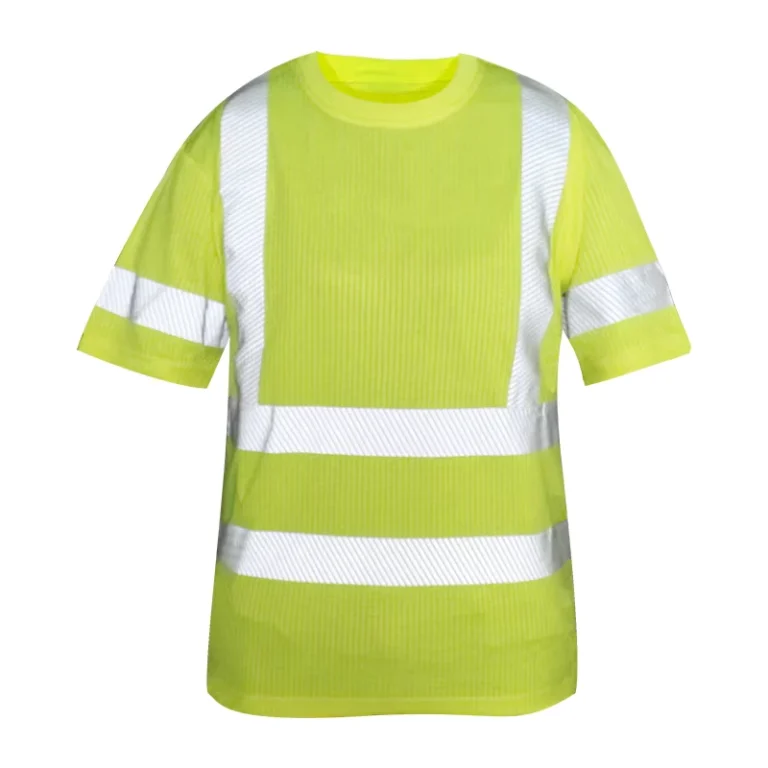 Fluorescent-Green-Short-Sleeves-Breathable-High-Visibility-Hi-Vis-Reflective-Shirt-Summer-Construction-Reflective-Strip-Weakwear