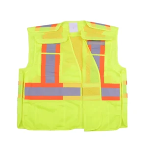 Fluorescent Multi pocket Vest Yellow 5 Point Breakaway Construction Mesh Polyester Custom Industrial Safety Vest Reflective