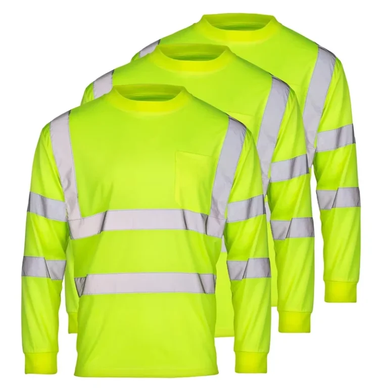 Fluorescent-Orange-Class-2-Hi-Vis-Reflective-Safety-T-Shirt-Long-Sleeve-Birdseye-Breathable-Custom-Logo-for-Road-Work