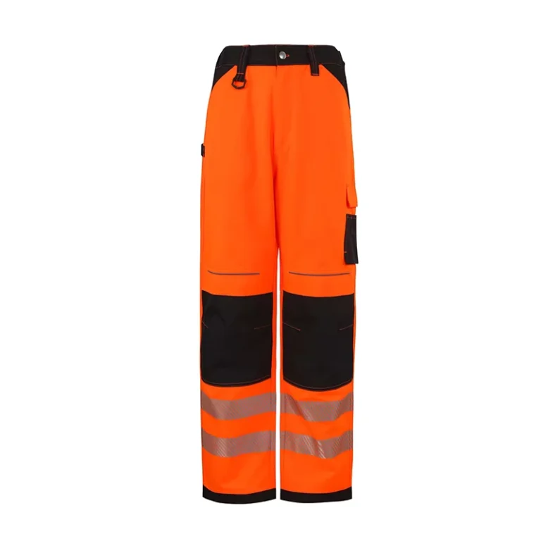Fluorescent-Orange-Durable-Hi-Vis-Working-Pants-Multi-Pocket-Reflective-Tape-Reinforced-Knee-Industrial-Uniform-Road-Workwear