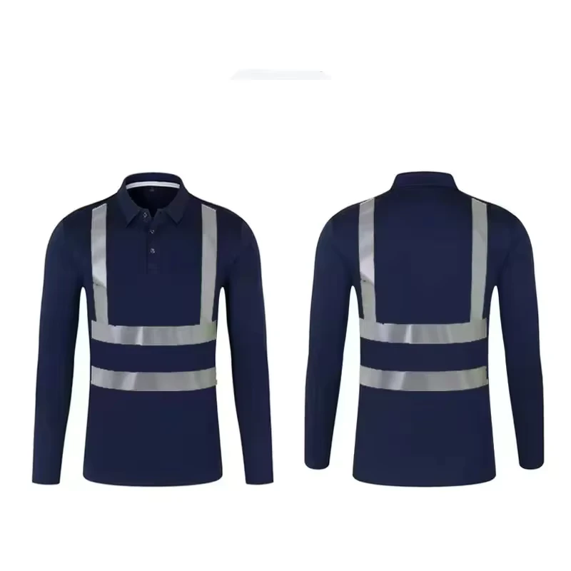 Fluorescent Polyester Custom Men's Construction Long Sleeve Shirts Quick Dry Hi Vis Worker Shirts