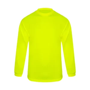 Fluorescent Yellow 100% Polyester Bird Eye Unisex Long Sleeve Daily Life Leisure T Shirt