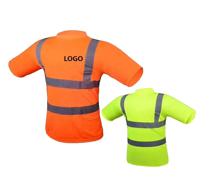 Fluorescent-Yellow-Hi-Vis-Short-Sleeve-Reflective-Tape-Construction-Workwear-ODM-Custom-Color-Reflective-Safety-T-Shirt