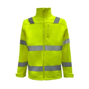 Fluorescent Yellow Softshell Jacket Workwear Hi Vis Reflective Softshell Jacket Worker Safety Clothing Reflective Tape