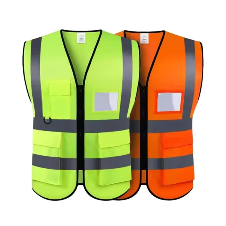 Forest-Green-High-Visibility-Safety-Vest-for-Men-Truck-Drivers-and-Construction-Zippered-Multi-Pocket-Reflective
