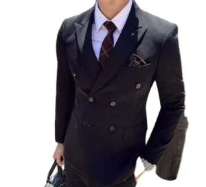 Formal Jacket + Pants Solid Color Business Male Double Breasted Men Suits Wedding Dress Tuxedo Suit