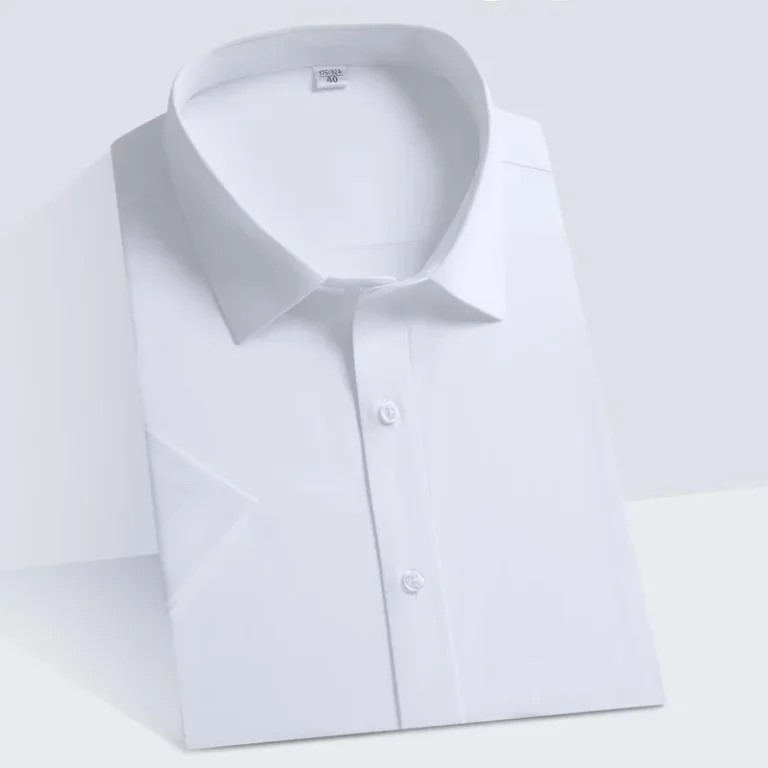 Formal-Mens-Spring-Casual-Breathable-Yarn-Dyed-Anti-Pilling-Short-Sleeve-Business-Shirt-Stretch-Turn-down-Collar