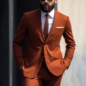 Formal Notch Lapel Men Suits 2 Piece Fashion Single Breasted Solid Wedding Tuxedo Business Casual Office Suits Jacket Pants