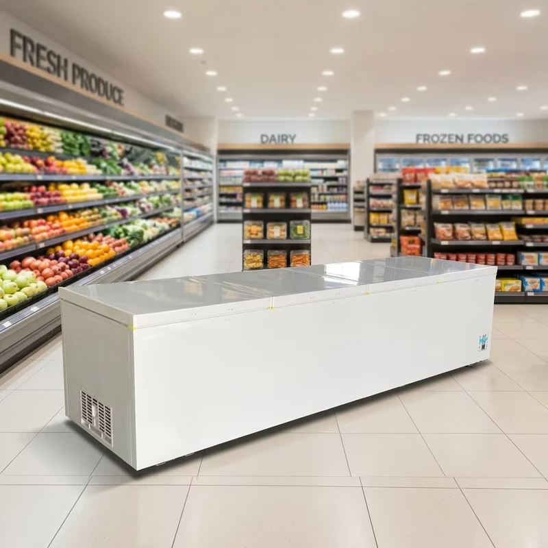 Four-Door Double-Temperature Large Capacity Direct Cooling Chest Freezer Top Open Deep Horizontal Design for Supermarket