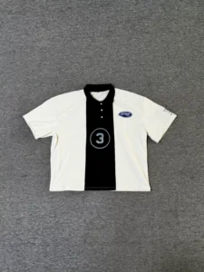 Front Embroidery Back Print Y2k Vertical Stripe Cotton Knit Polo Shirt for Men Quarter Button Striped Work Shirts