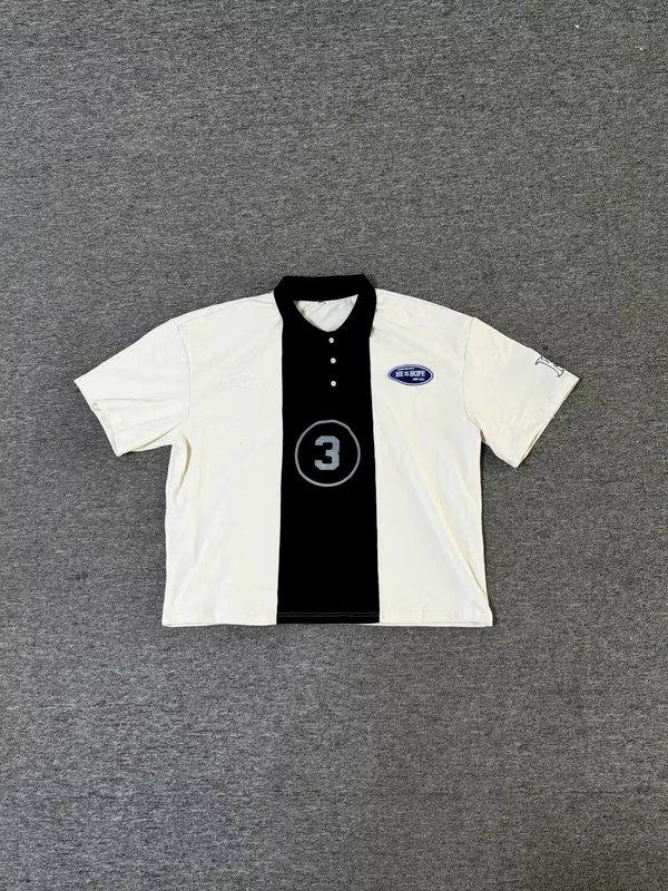 Front Embroidery Back Print Y2k Vertical Stripe Cotton Knit Polo Shirt for Men Quarter Button Striped Work Shirts