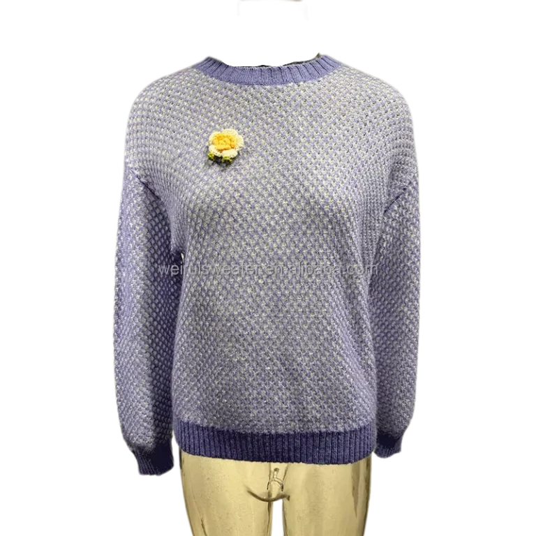 Front-Logo-Casual-Thick-Womens-Long-Sleeve-Fur-Design-Winter-Cozy-Knit-Sweater