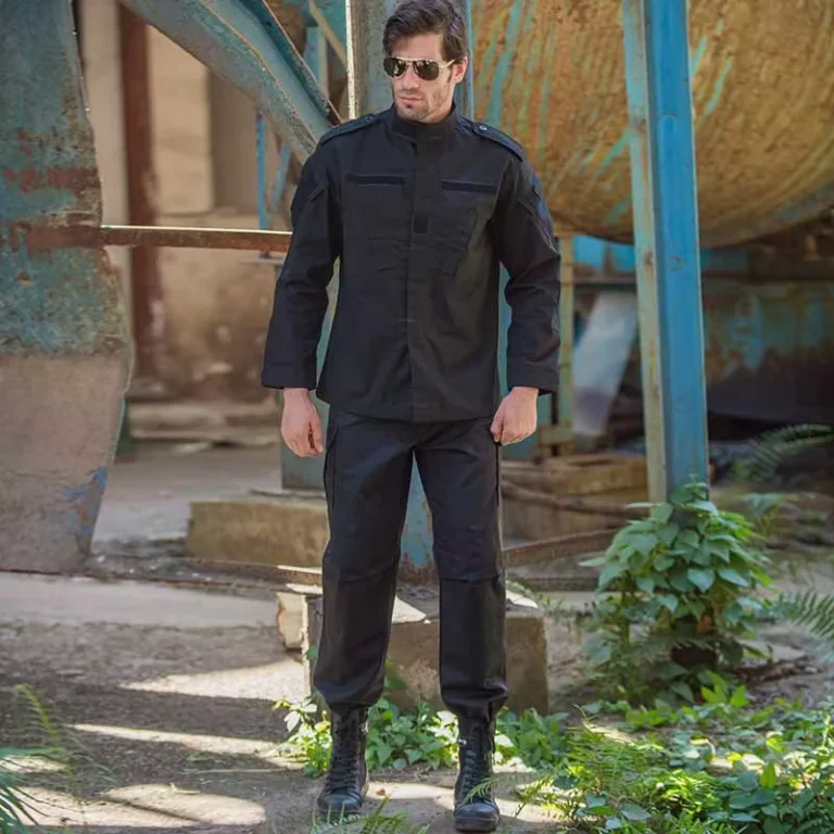 Fronter-Black-Tactical-Gear-Security-Guard-Camouflage-Uniform-with-Needle-Detection-Polyester-Cotton-Unisex