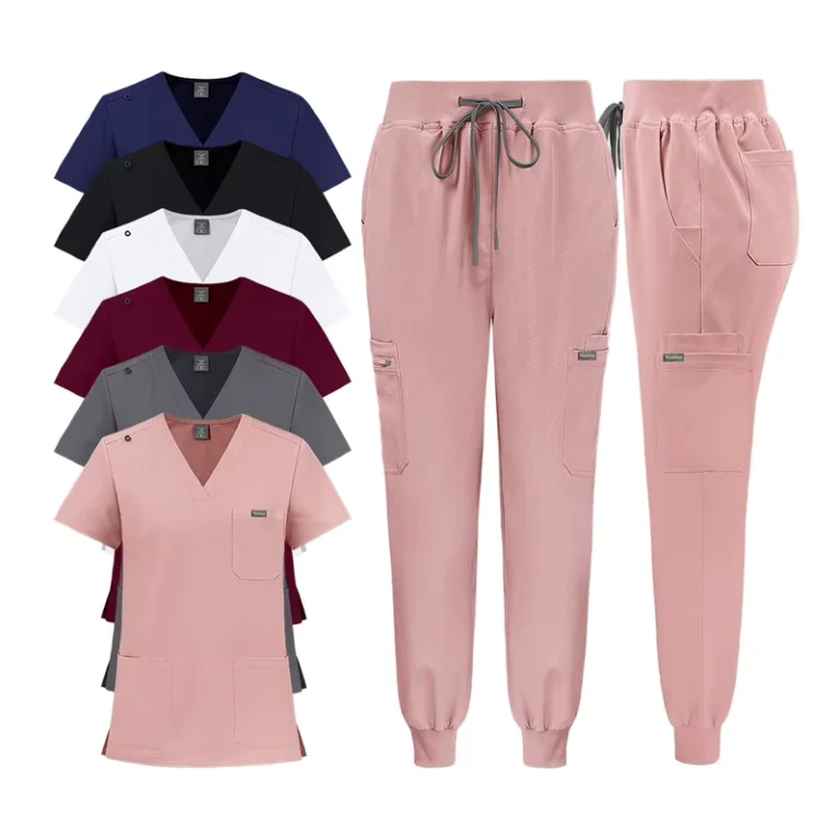 Functional-Soft-Spandex-Medical-Womens-Nursing-Scrubs-Sets-with-Many-Pockets-OEM-Custom-Logo-Hospital-Use-Scrub-Top-Pants