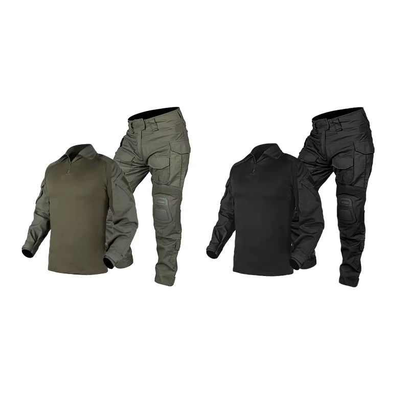 G3 Men's Tactical Uniform Rapid Assault Top Shirt with Elbow Pads Ranger Green and Black Camouflage