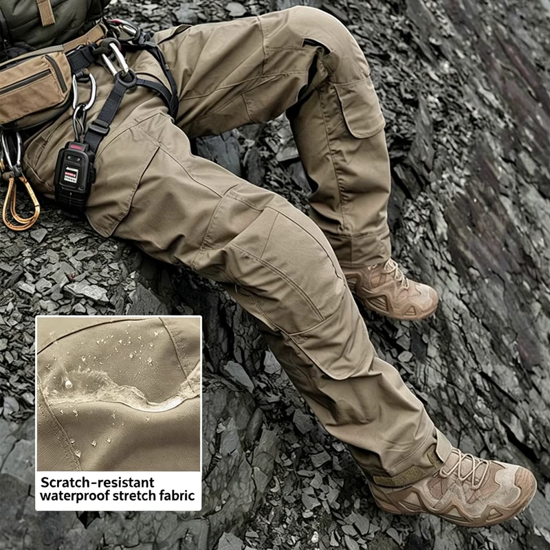 G3 Men's Wear-resistant Mountaineering Pants with Built-in Knee Guards, Camouflage Pattern, Workwear Style