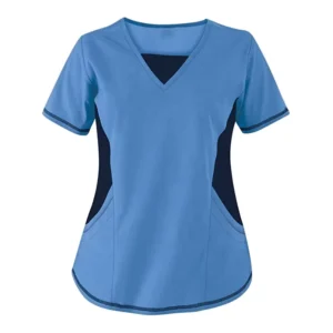 GECKO MASTER Soft Superior Sporty Stretch Athletic Fit Scrub Top Shirt Hospital Uniform Polyester Rayon Needle Detection Unisex