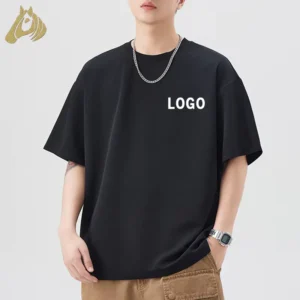 GH S607 Men’s Short Sleeve O-Neck Regular Fit Heavyweight Polyester T-Shirt, Black