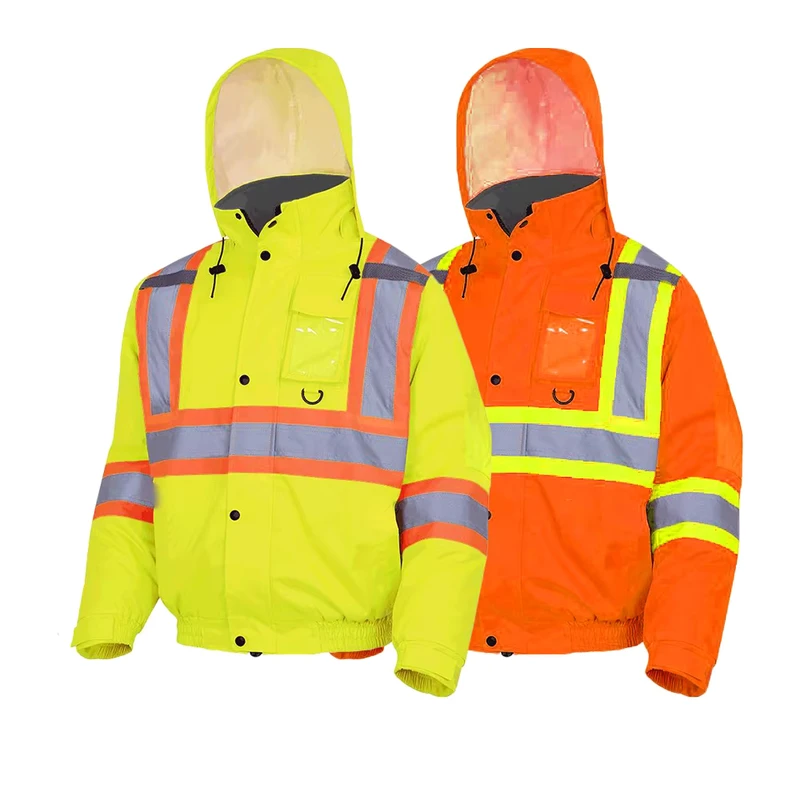 GJ05 100% Polyester 300D Oxford High Visibility Safety Jacket with Multiple Pockets