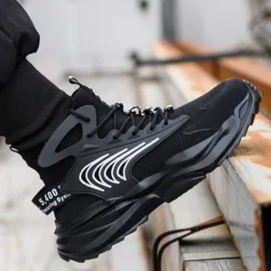 GUANGHE Anti smashing Anti puncture Safety Shoes Steel Toe Non slip Rubber Sole Breathable Lightweight Industrial Work Shoes Men