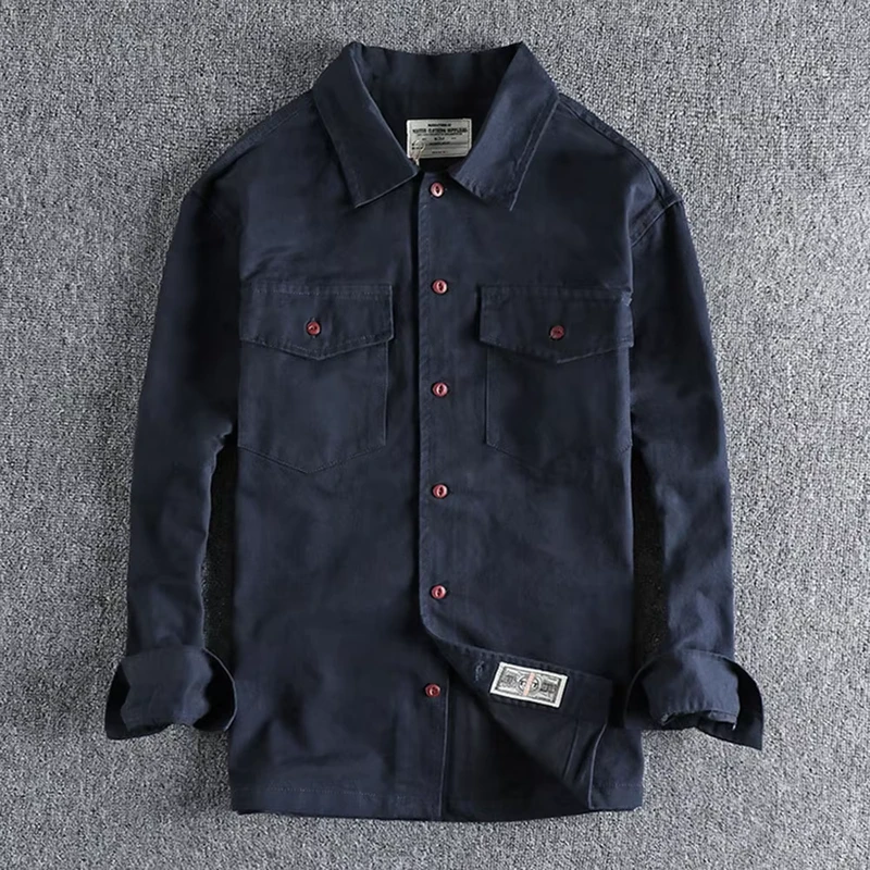 Garment Factory Customized New High grade 100% Cotton Youth Shirt Men's Long sleeved Brushed Shirt Casual Loose Coat Shirt