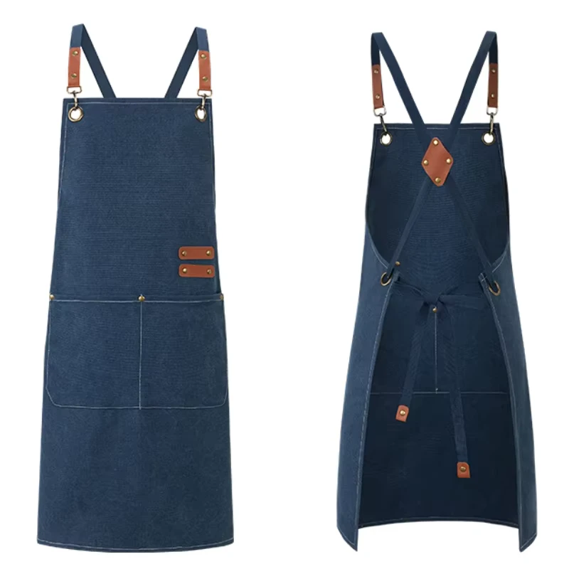 Genuine HighQuality CustomLogoRestaurant LeatherCanvas KitchenChef ApronCottonCrossBackSuitable for CookingBarsCafes AndCleaning