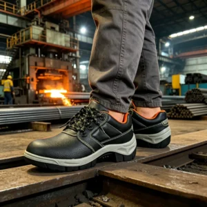 Genuine Leather Puncture-Proof Anti-Slip Reflective Safety Shoes for Construction and Warehouse Work