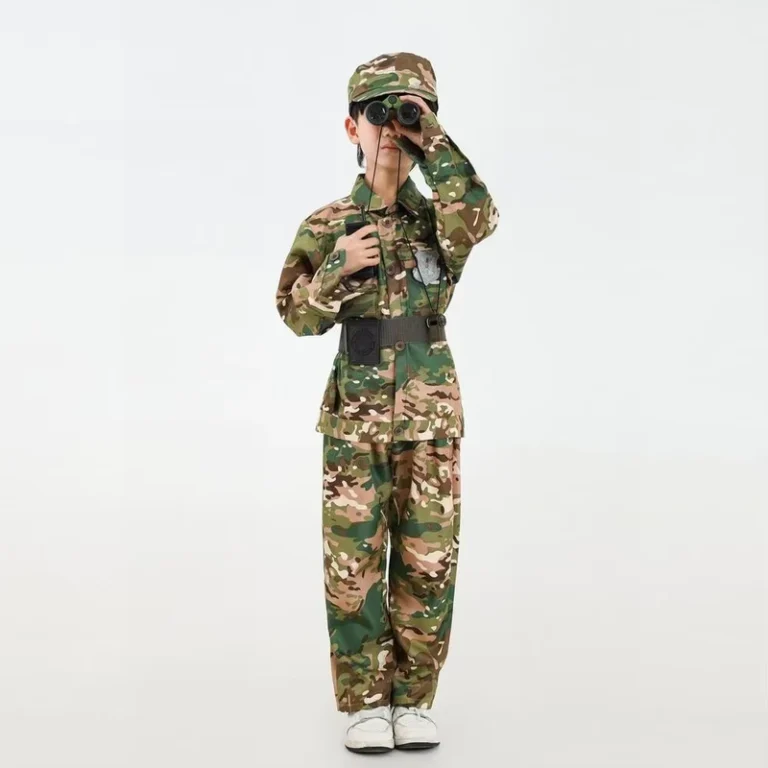 Girls-Childrens-Camouflage-Soldier-Uniform-Woodland-Pattern-Durable-Stitching