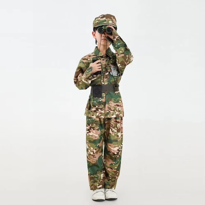 Girls' Children's Camouflage Soldier Uniform Woodland Pattern Durable Stitching