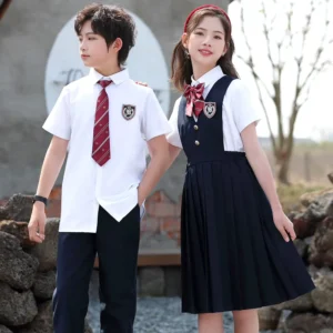 Girls Primary and Secondary School Uniform, Formal Performance Attire with Suspender Skirt