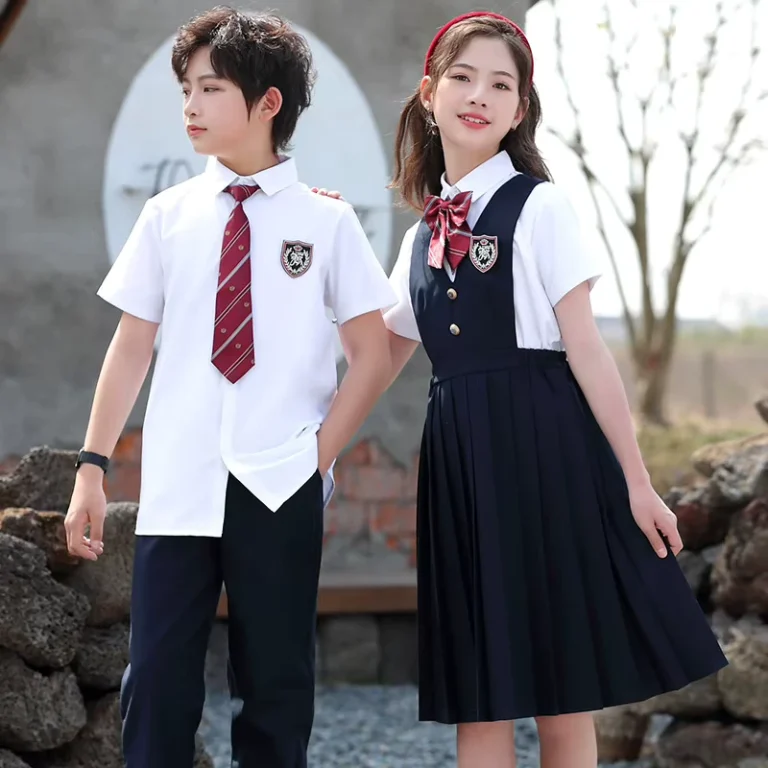 Girls-Primary-and-Secondary-School-Uniform-Formal-Performance-Attire-with-Suspender-Skirt
