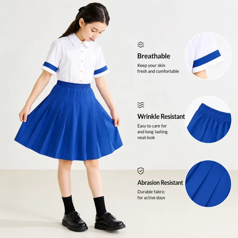 Girls-Private-School-Uniform-Dress-Polyester-Blend-Custom-Made-Kids-Uniform-Breathable-Easy-Care-Durable-Schoolwear-Supplier
