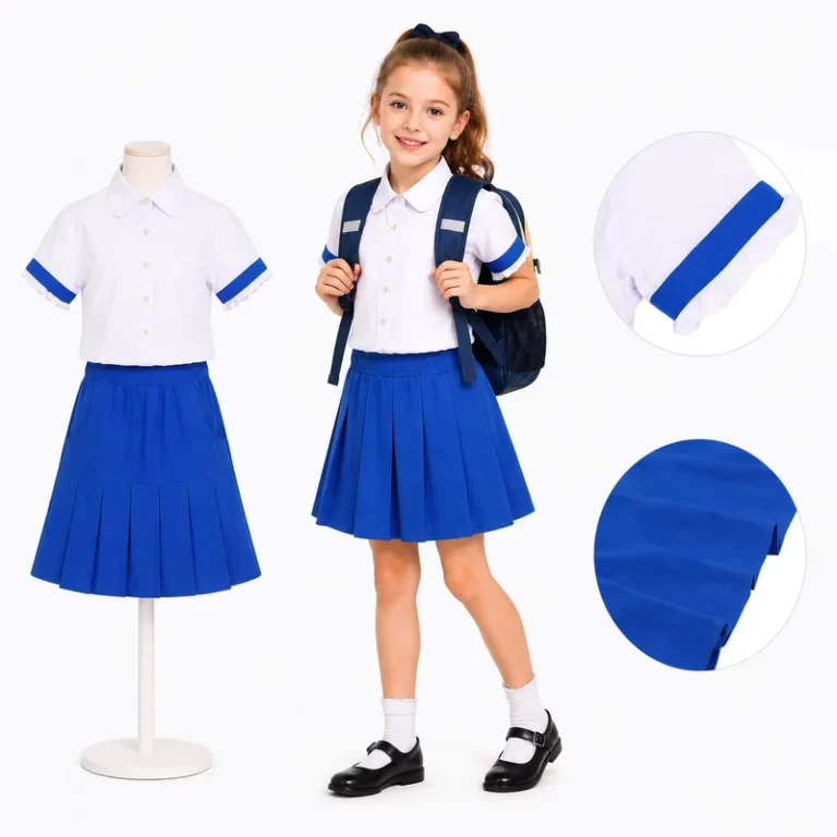 Girls-School-Uniform-Dress-Polyester-Blend-Custom-Primary-School-Uniform-Breathable-Durable-Modest-Uniform