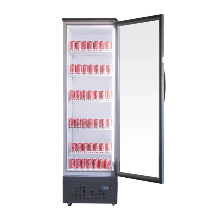 Glass-Door-Freezer-Merchandiser-with-Full-Cabinet-Hood-Air-Curtain-for-Cold-Retention-and-Dust-Protection