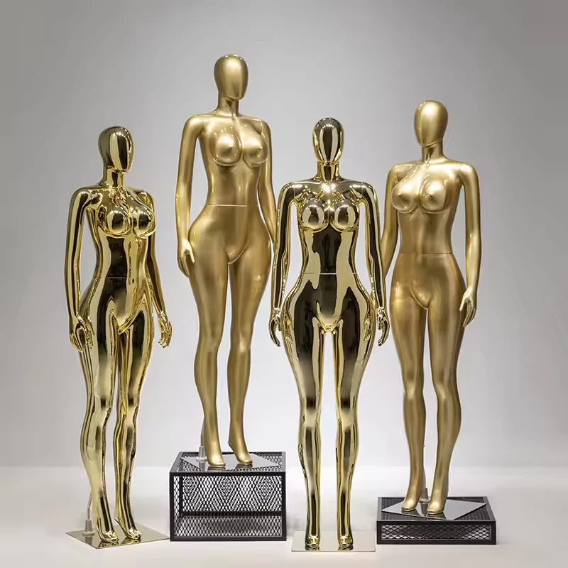 Gold Glossy Chrome Female Plus-Size BBL Mannequin