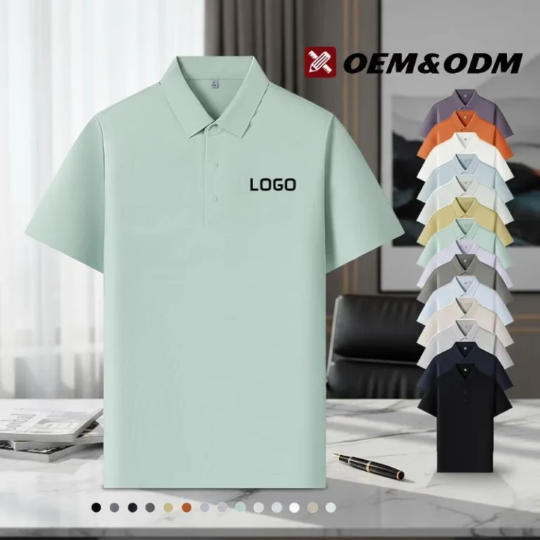 Golf-Waffle-Polo-T-shirt-Solid-Color-Mens-Customized-Polo-Shirts-Embroidered-Logo-Unisex-Work-Clothes-Polo-Shirt