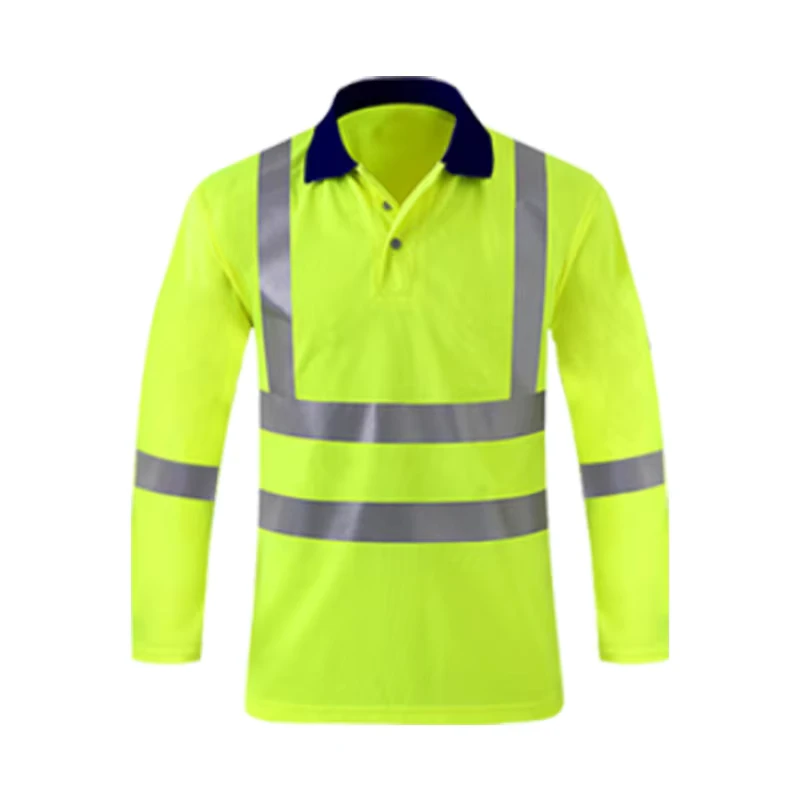 Good Quality Custom Printing Logo Long Sleeve Hi Vis Polo Shirt Reflective Men's Work Wear Uniform Polo shirt Top